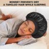 Black satin sleeping cap for hair care anti-frizz sleeping cap daily use and sleeping essential