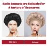 Black satin sleeping cap for hair care anti-frizz sleeping cap daily use and sleeping essential