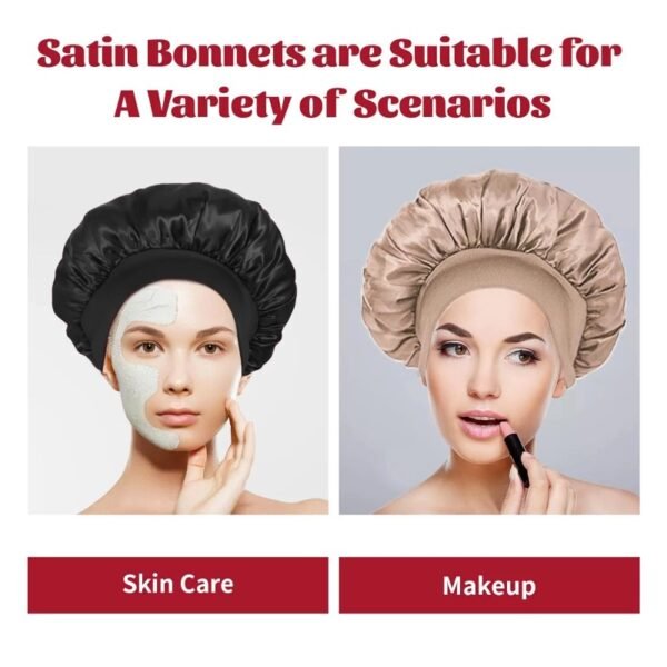 Black satin sleeping cap for hair care anti-frizz sleeping cap daily use and sleeping essential