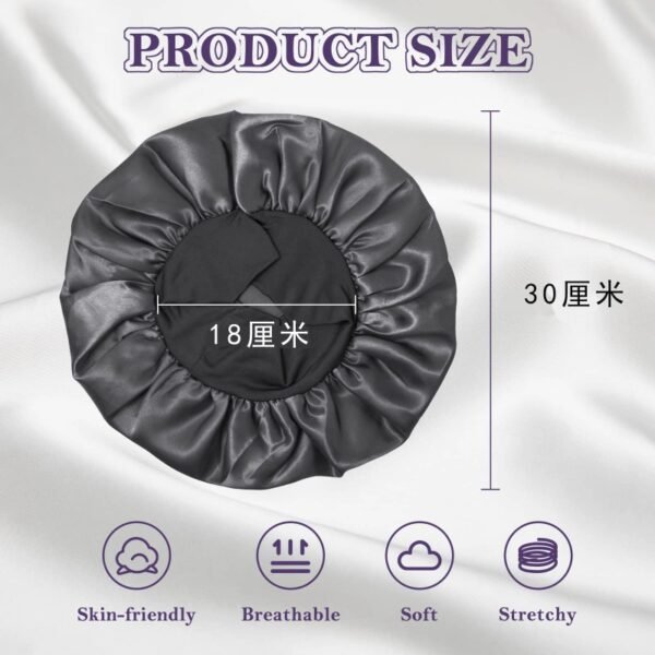 Black satin sleeping cap for hair care anti-frizz sleeping cap daily use and sleeping essential