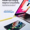 65w 4-in-1 telescopic spring car super fast charging cable