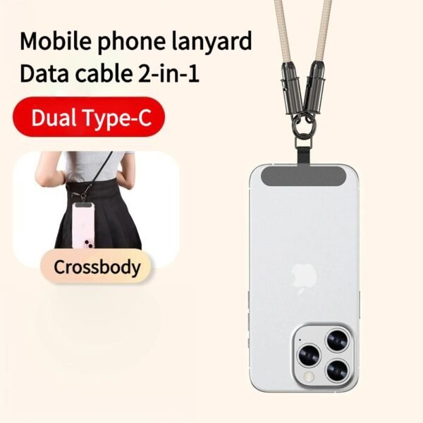 Mobile phone lanyard dual typec data cable anti-lost braided rope