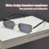 稿定设计-1 European and American men's and women's glasses high-end frameless sunglasses square frame sunglasses