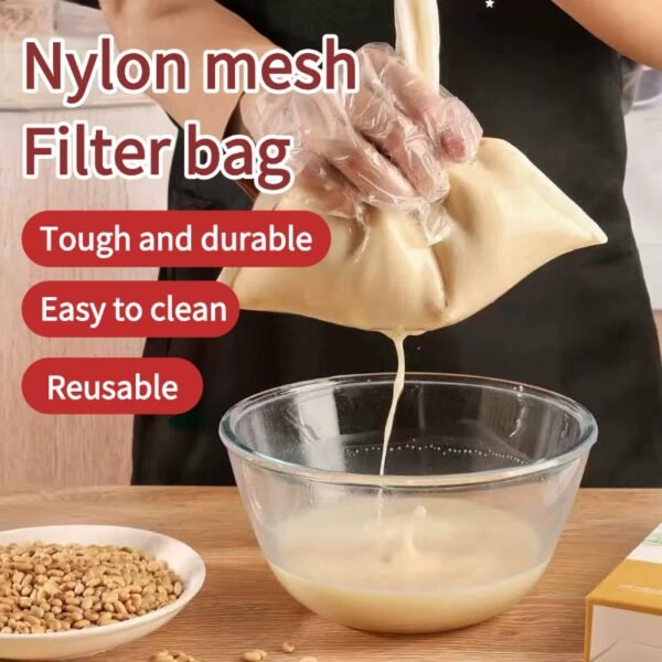 稿定设计-1 Food grade soy milk filter bag juice tofu special gauze mesh filter kitchen household slag separation tool