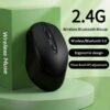 Stylish wireless mouse with silent clicks, portable and rechargeable – perfect for women's office use.