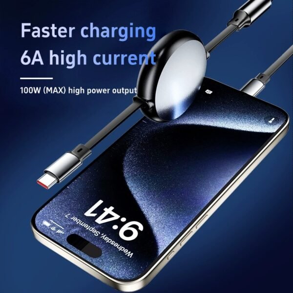 100w retractable one-to-three fast charging data cable