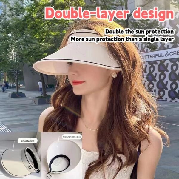 Summer large brim UPF50+ cycling anti-ultraviolet hollow top sun hat