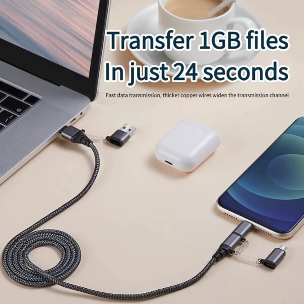 Apple Type-c Android 2-to-3 60W mobile phone fast charging data cable suitable for 3A braided charging cable