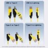 65w 4-in-1 telescopic spring car super fast charging cable