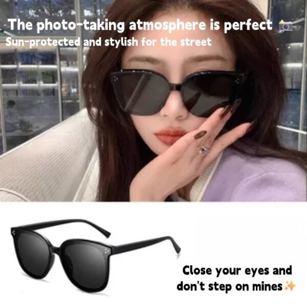 Women's high-end sunglasses with small face and large frame to prevent glare