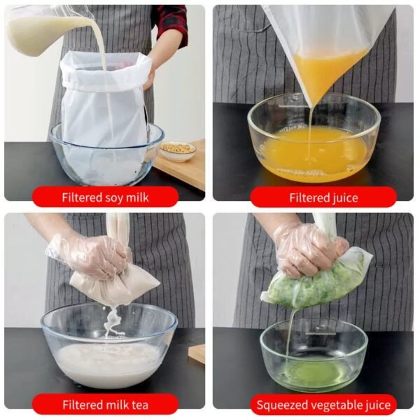 稿定设计-3 Food grade soy milk filter bag juice tofu special gauze mesh filter kitchen household slag separation tool
