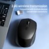Stylish wireless mouse with silent clicks, portable and rechargeable – perfect for women's office use.