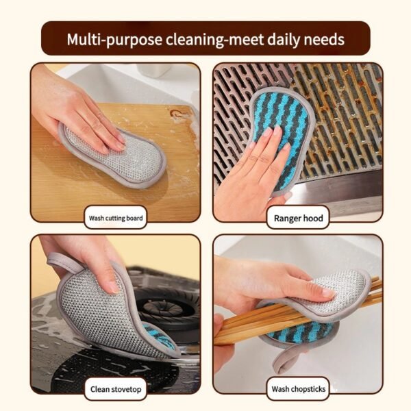 Double-sided bamboo fiber dishwashing sponge for cleaning dishes and pots