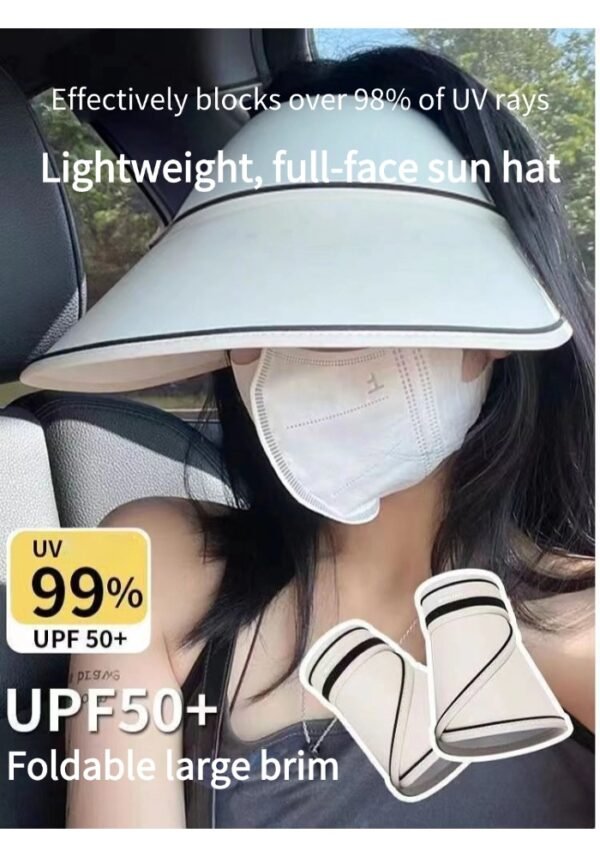 Summer large brim UPF50+ cycling anti-ultraviolet hollow top sun hat