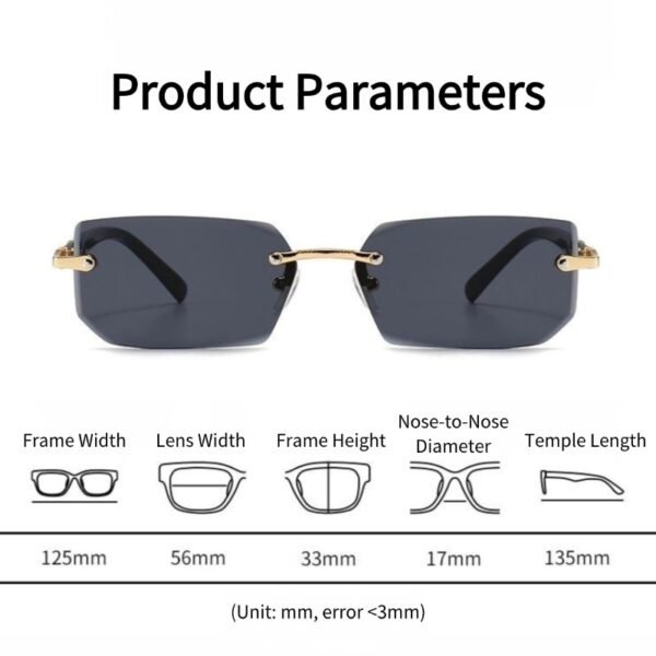 稿定设计-4 European and American men's and women's glasses high-end frameless sunglasses square frame sunglasses