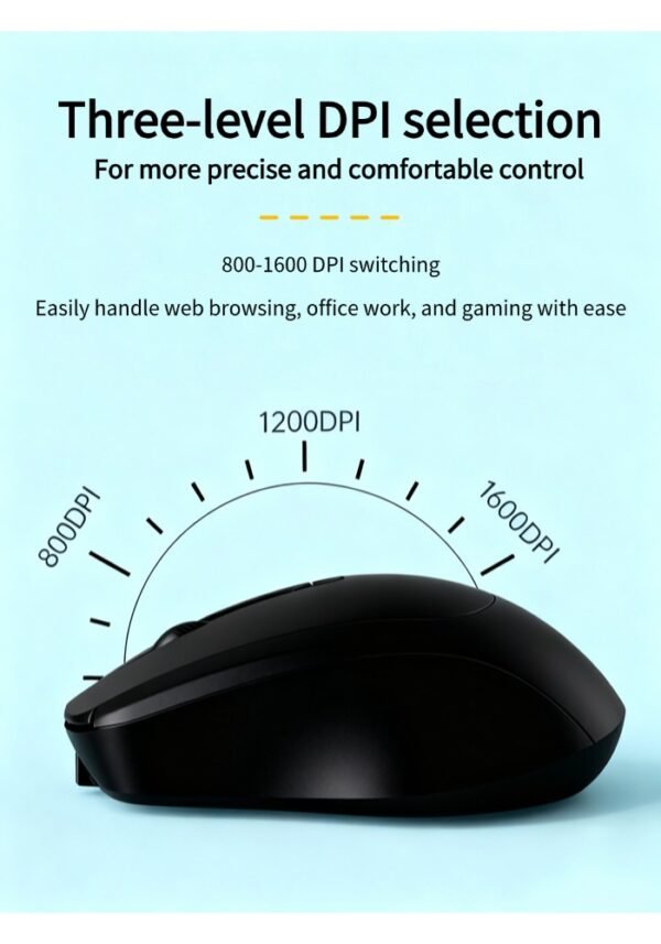 Stylish wireless mouse with silent clicks, portable and rechargeable – perfect for women's office use.