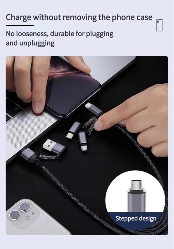 Apple Type-c Android 2-to-3 60W mobile phone fast charging data cable suitable for 3A braided charging cable