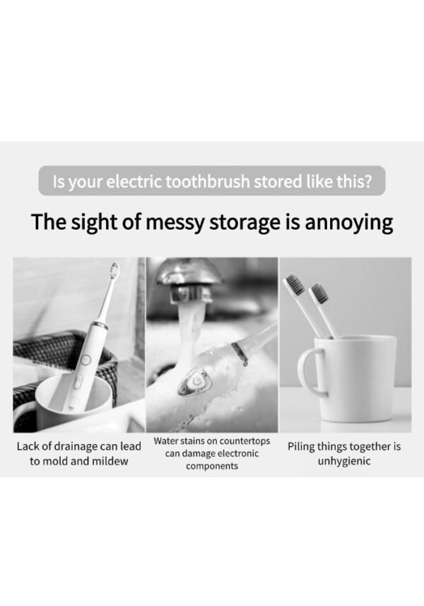 稿定设计-6 Electric toothbrush holder bathroom punch-free wall-mounted toothbrush rack toothbrush storage children's wash rack