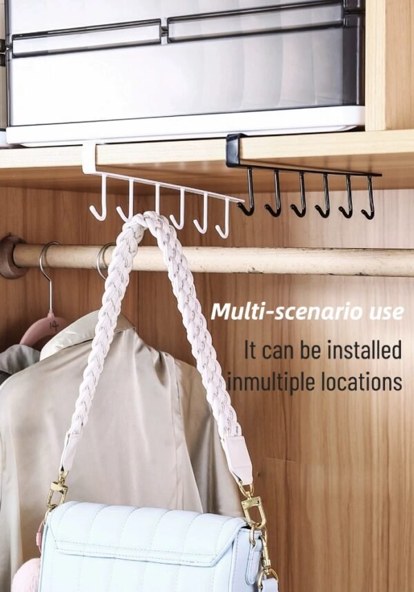 Kitchen Storage Rack Hook Rack, Punch-Free, Spatula and Spoon Hanger, Under-Cabinet Hook Hanging