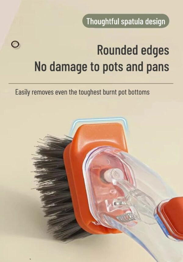Kitchen long handle pot brush artifact automatic liquid adding pot brush dishwashing brush household press detergent integrated brush
