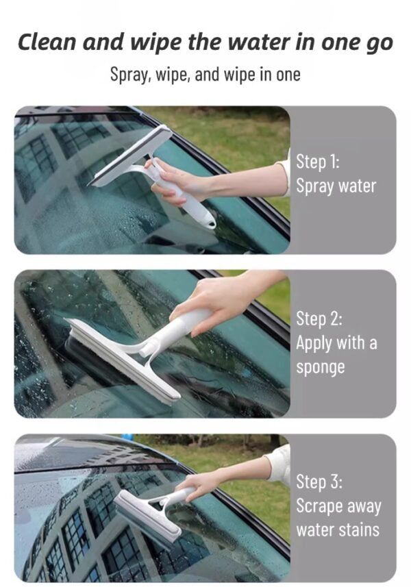 Household double-sided glass cleaning artifact bathroom mirror brush three-in-one cleaning window cleaning tool