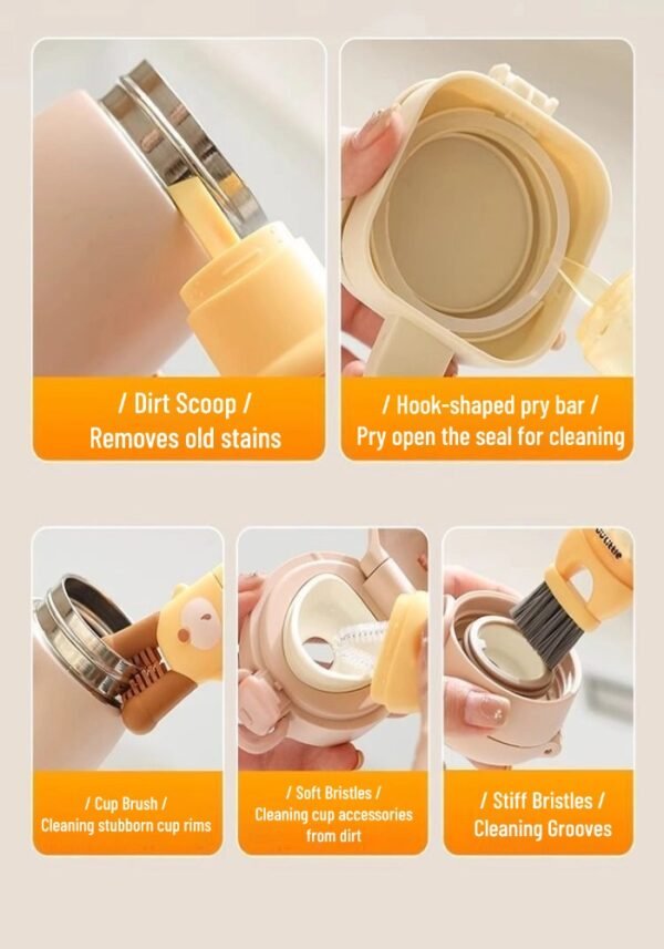 详情图1 Five-in-one cup lid brush water cup brush multi-function gap cleaning special cup brush cleaning bottle artifact