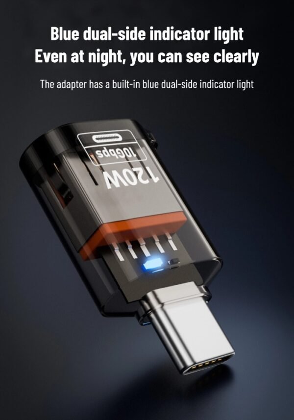 120W USB female to TYPE-C male fast charging adapter suitable for USB flash drive transfer OTG10G adapter