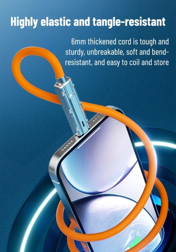 Liquid silicone 120w four-in-one data cable mobile phone fast charging zinc alloy type-c two-to-two charging cable