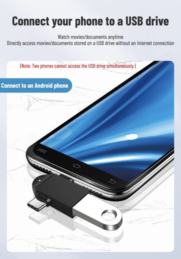 Two-in-one OTG adapter USB3.0 to TYPE-C + Android data transmission and charging