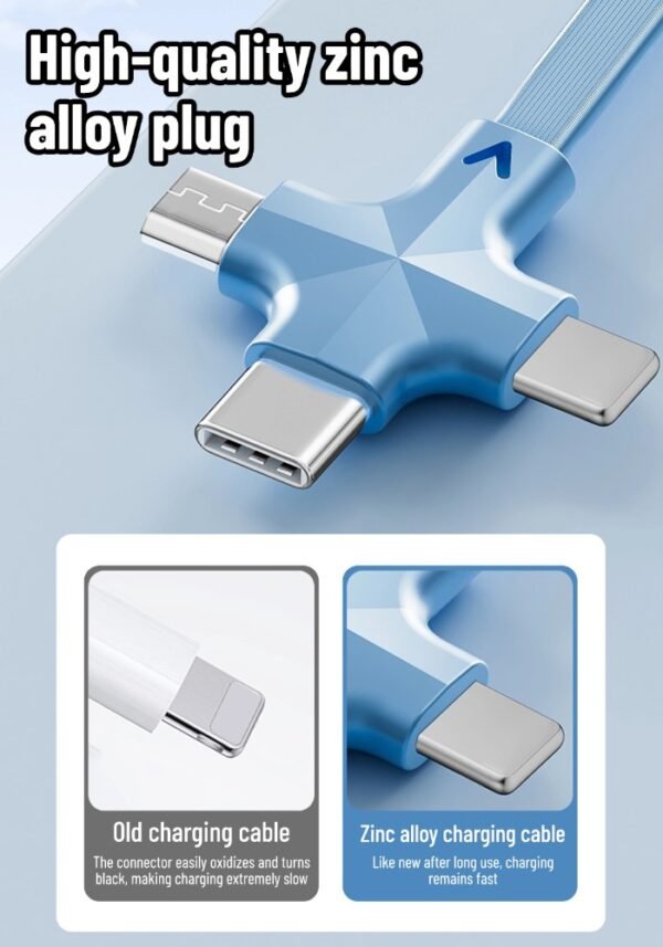 详情图1 100w one-to-three retractable multi-function super fast charging data cable with built-in bracket