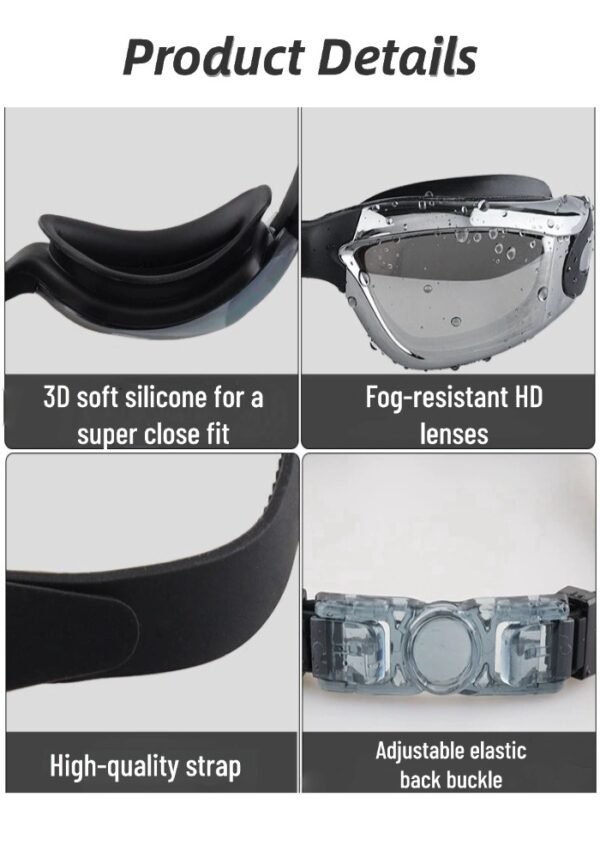 High-definition, anti-fog, waterproof, professional electroplated swimming goggles