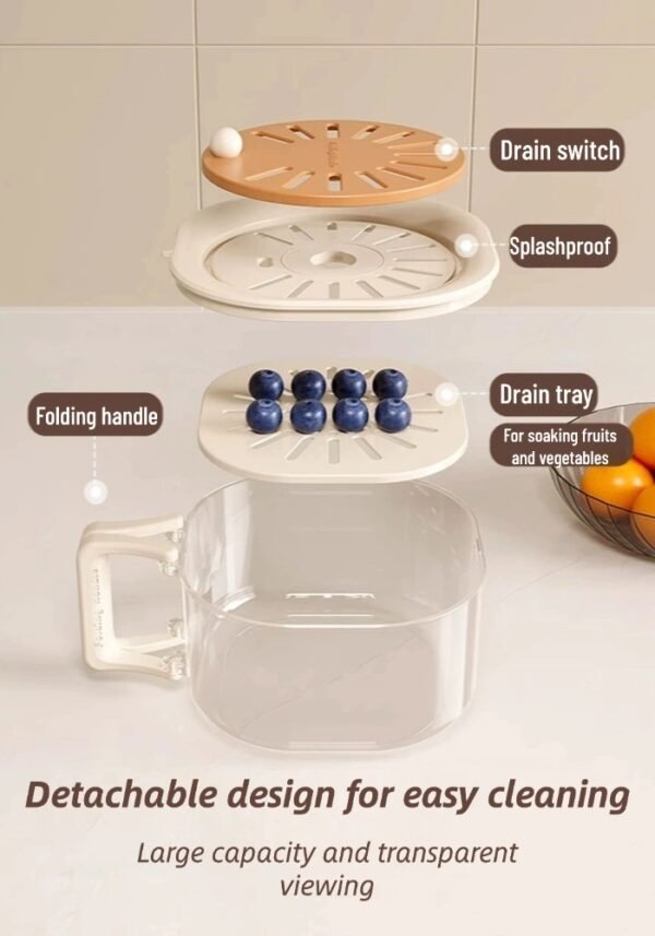 A Food-Grade Thickened Multifunctional Fruit and Vegetable Drainer with Lid