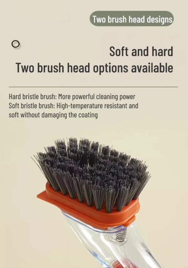 Kitchen long handle pot brush artifact automatic liquid adding pot brush dishwashing brush household press detergent integrated brush