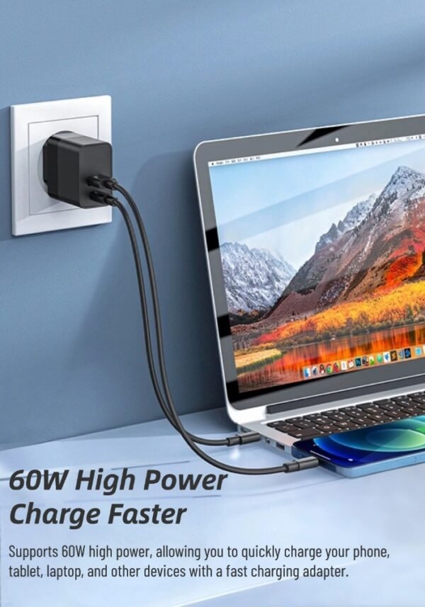 60W 6-in-1 multi-function data cable storage box adapter suitable for Apple Huawei mobile phone computer charging cable