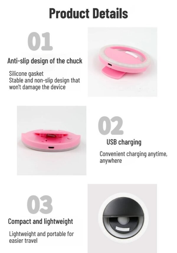Live broadcast beauty selfie fill light portable rechargeable version mini mobile phone fill light clip round