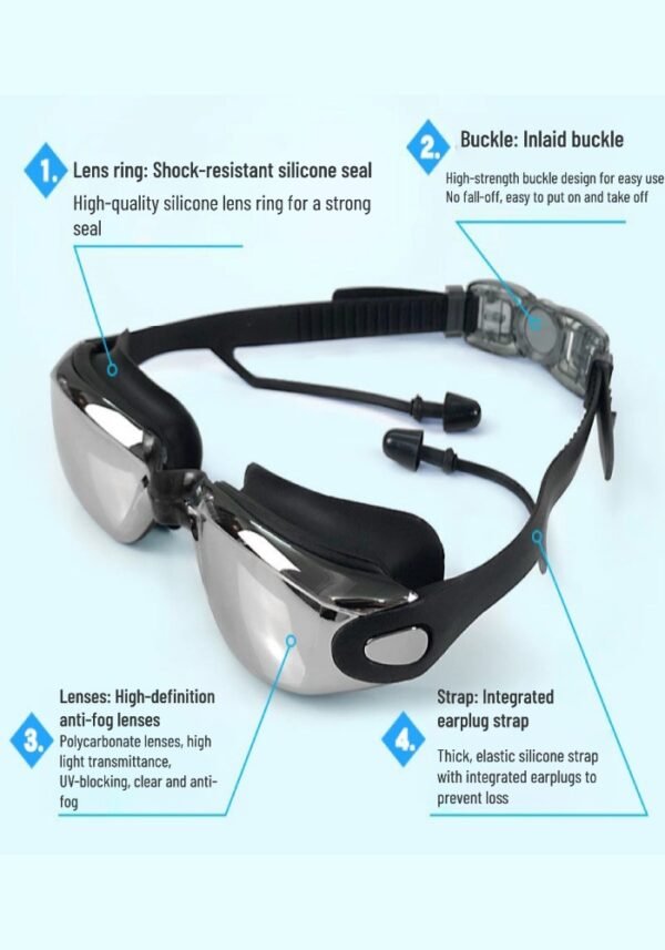 High-definition, anti-fog, waterproof, professional electroplated swimming goggles