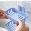 详情图2 Punch-Free Double-Layered Soap Dish, Wall-Mounted Soap Dish, Bathroom Storage Rack with Suction Cup Soap Holder