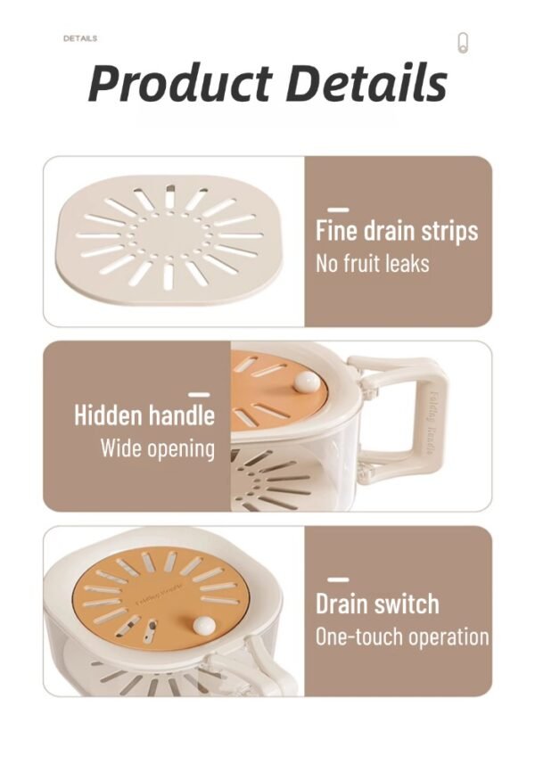 A Food-Grade Thickened Multifunctional Fruit and Vegetable Drainer with Lid