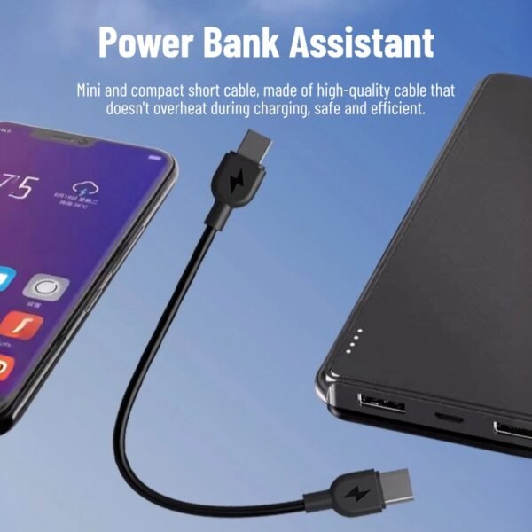 3 Type-C fast charging data cable, short cable compatible with Apple and Huawei power banks, lanyard data cable