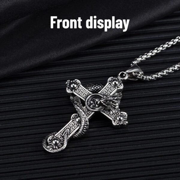 Vintage Skull and Dragon Cross Men's Accessory Necklace