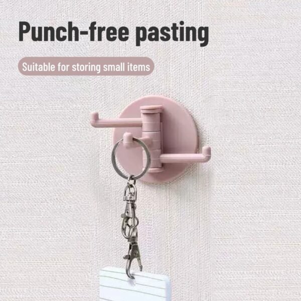 Seamless adhesive three-branch rotatable hook rack