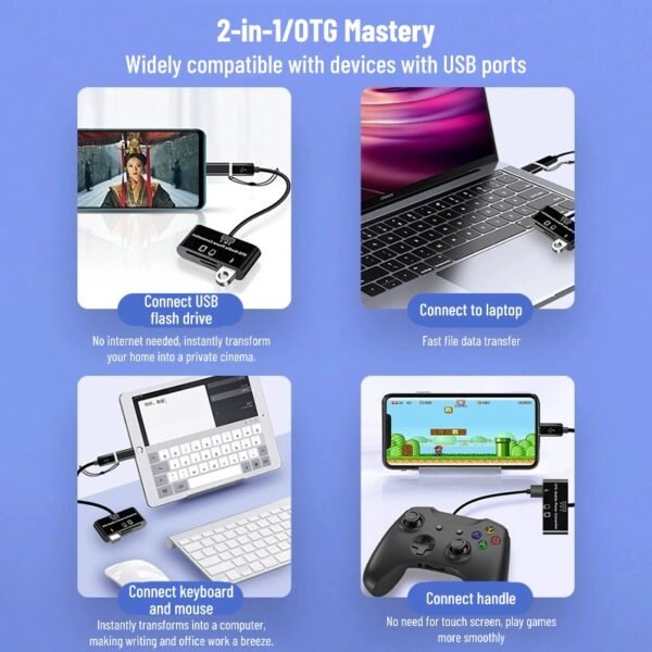 Multi-functional card reader, Type-C, for Android and Apple phones, SD/TF/USB flash drive/memory card converter.