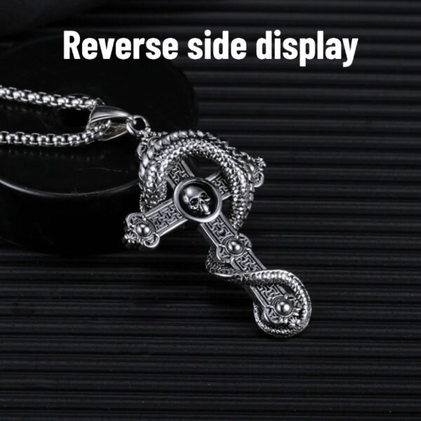 Vintage Skull and Dragon Cross Men's Accessory Necklace
