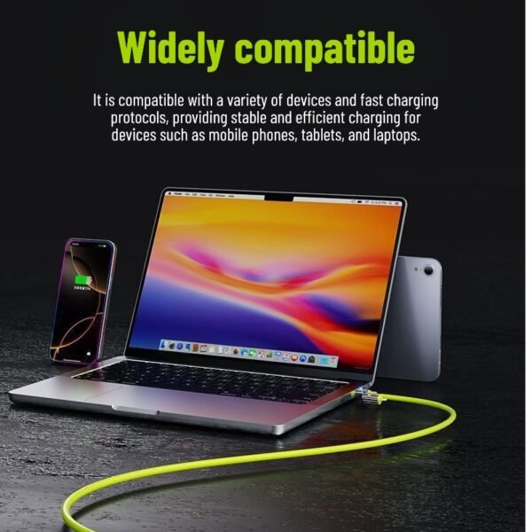 240W 4-in-1 Fast Charging Data Cable with Dual Type-C Ports for Apple and Huawei Phones