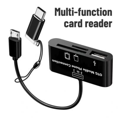 Multi-functional card reader, Type-C, for Android and Apple phones, SD/TF/USB flash drive/memory card converter.