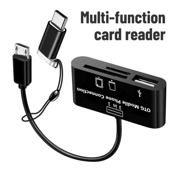 Multi-functional card reader, Type-C, for Android and Apple phones, SD/TF/USB flash drive/memory card converter.