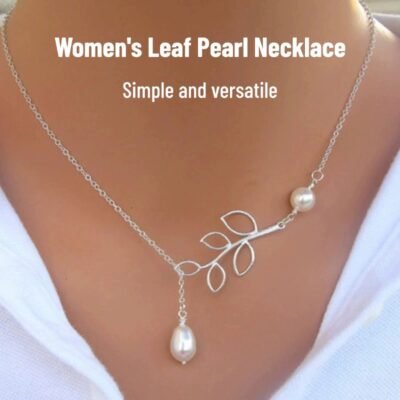 Simple and versatile leaf pearl necklace for women