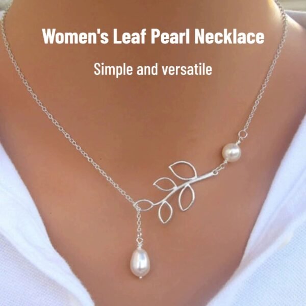 Simple and versatile leaf pearl necklace for women
