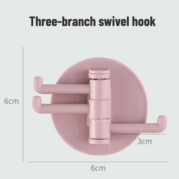 Seamless adhesive three-branch rotatable hook rack