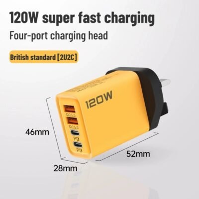120W dual USB + dual typec UK standard fast charging charger